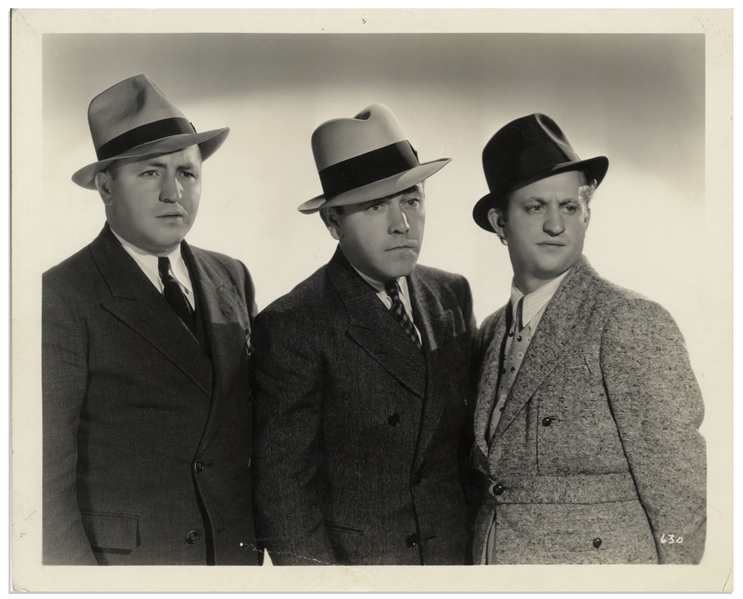 Clarence Sinclair Bull 10 x 8 Semi-Glossy Portrait of Moe, Larry & Curly -- Done for MGM, Circa 1934 -- Small Tear at Bottom, Else Very Good